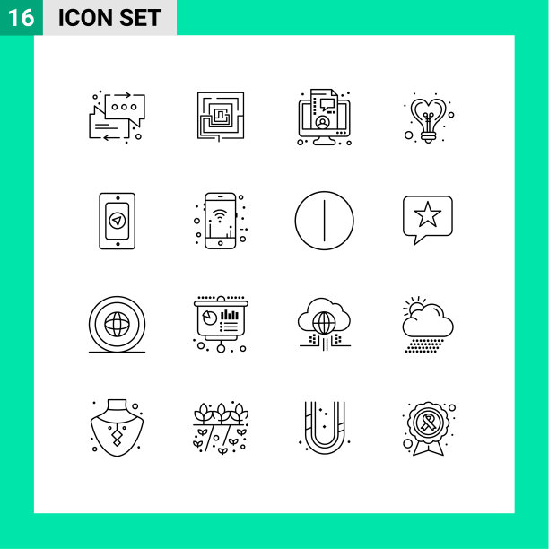 16个创意图标的现代标志和符号图片下载