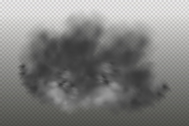 黑色矢量云，雾或烟雾在黑色方格背景。城市上空多云或烟雾。矢量插图。图片下载