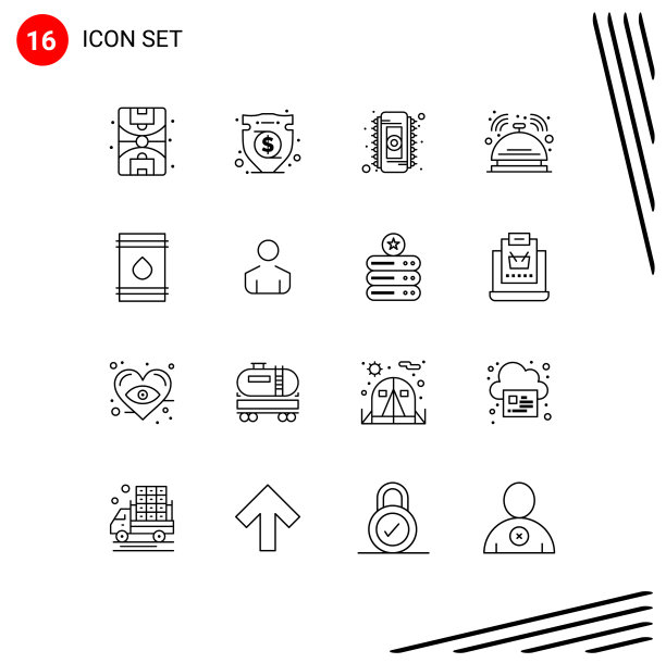 设置16个现代UI图标符号的石油图片下载