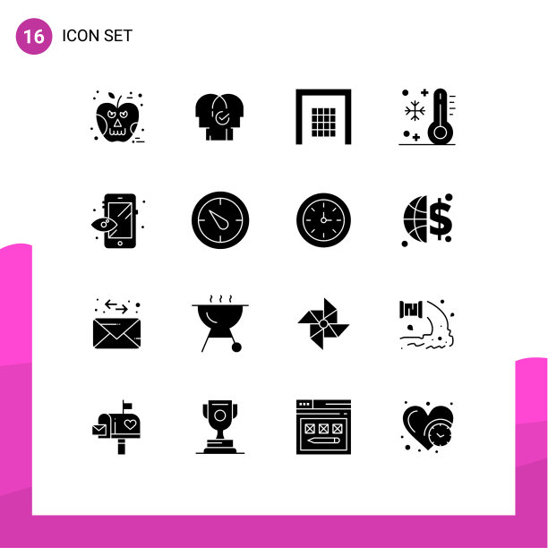 用户界面包16个基本固字形图片下载