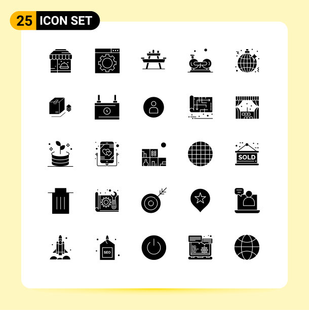 设置25个现代UI图标符号标志的迪斯科图片下载