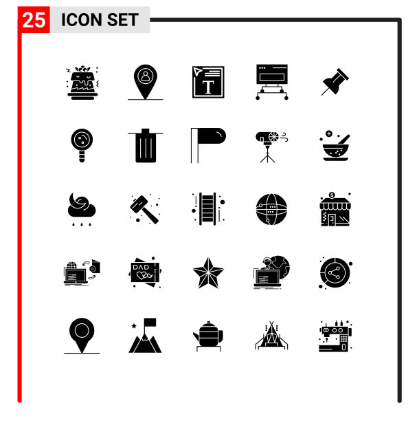 可编辑的线包25个简单的固体符号图片下载