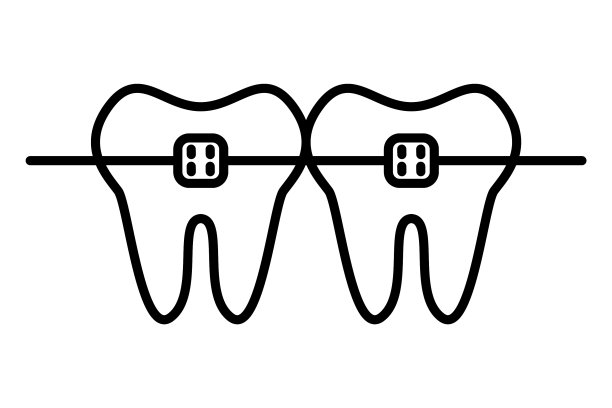 牙套线条图标与可编辑的描边图片下载