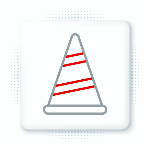 线条派对帽图标，白色背景。生日帽，圣诞快乐，新年快乐。彩色轮廓概念。矢量图片下载