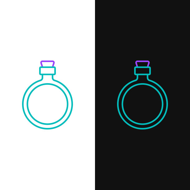 白色和黑色背景上的水壶水瓶图标，彩色轮廓概念矢量图图片下载