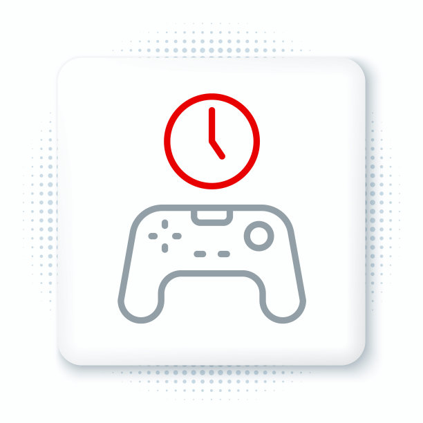 游戏手柄的时间图标隔离在白色背景上。是时候玩游戏了。游戏控制器。色彩斑斓的轮廓的概念。向量图片下载