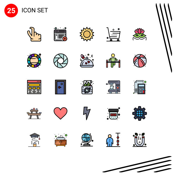 象形文字设置25条简单填充线平图片下载