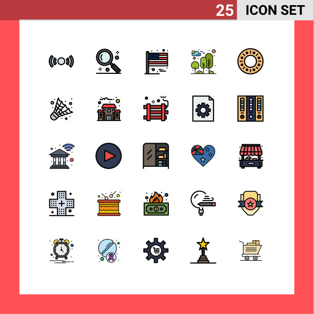 用户界面包25基本填充线平图片下载