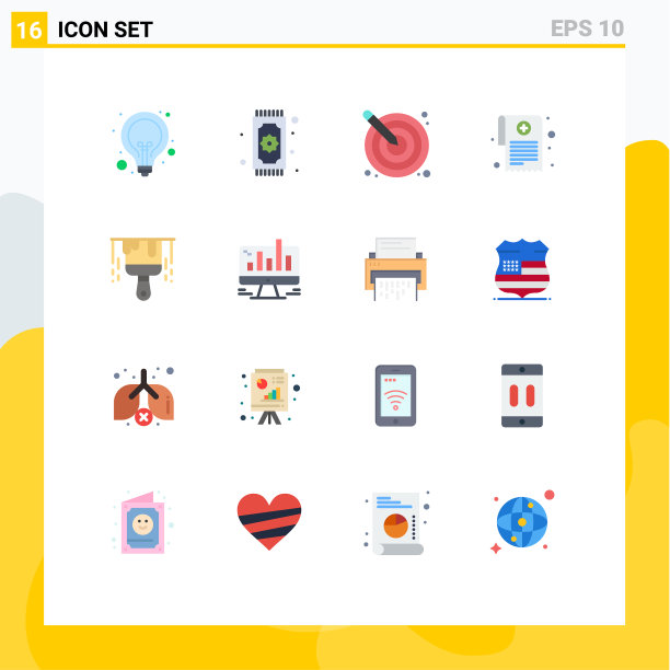 可编辑线包16个简单的平面颜色图片下载