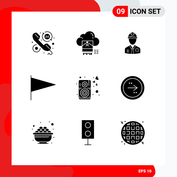 为旗帜劳动在网格上设置9个实心符号图片下载