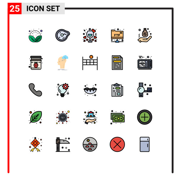 设置25个现代UI图标标志的包图片下载