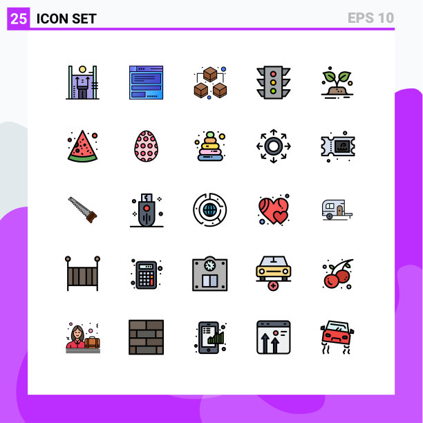 在网格上设置25个填充线平面颜色图片下载