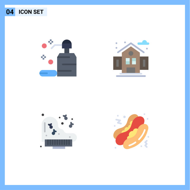 包4个创意平面图标护理钢琴肥皂图片下载