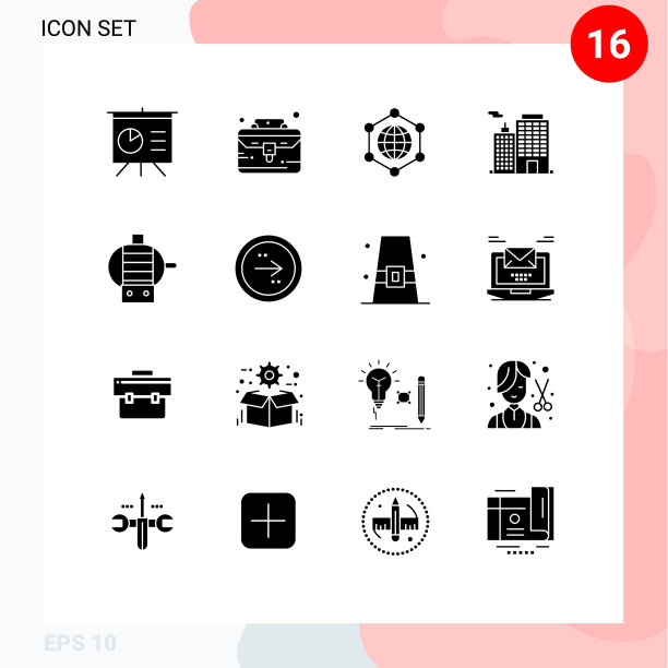 象形文字设置16个简单的实心圆形符号图片下载