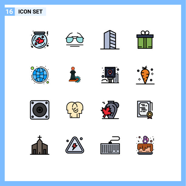 设置16商业平面彩色填充线条包图片下载