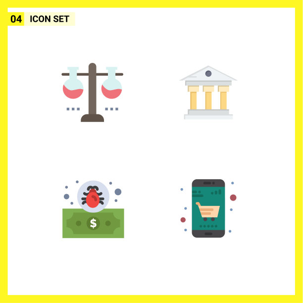 4个主题平面图标和可编辑的符号图片下载