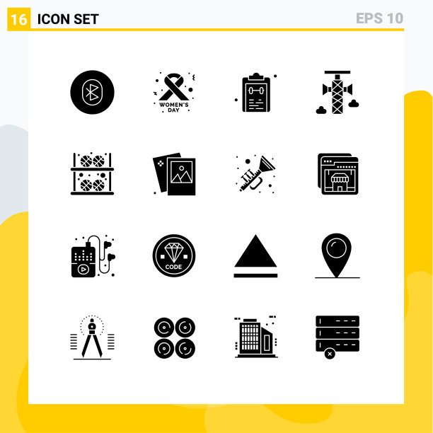 可编辑的线包16个简单的固体字形图片下载