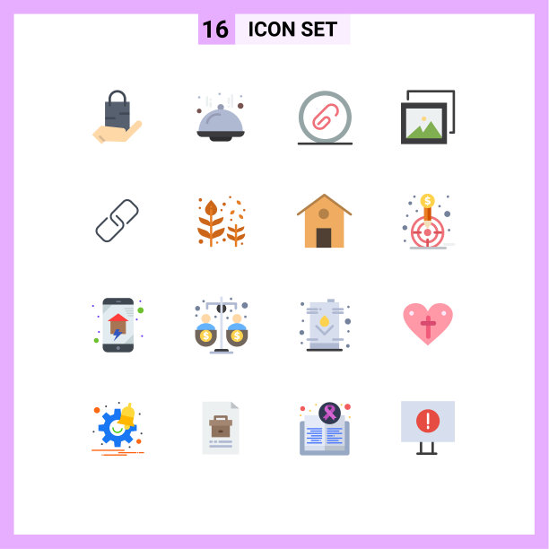 16个主题平色和可编辑的符号图片下载