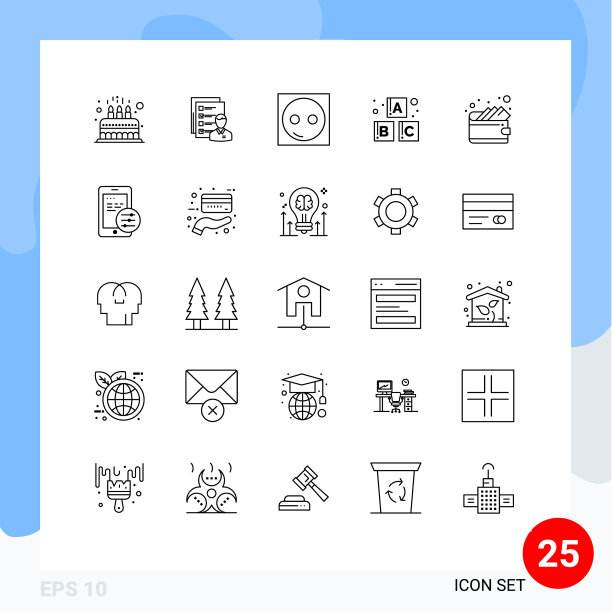 移动界面线设25个象形图图片下载