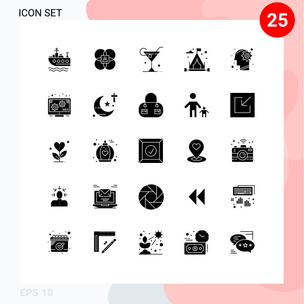 25固体字形概念的网站移动和图片下载