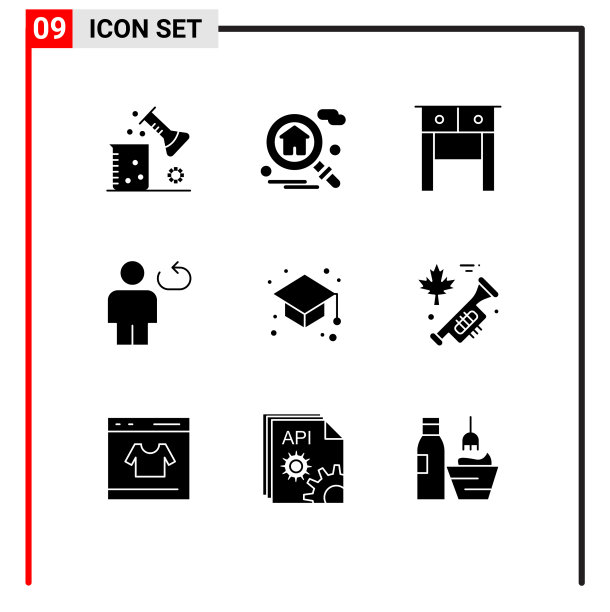 可编辑的线包9个简单的固体字形图片下载