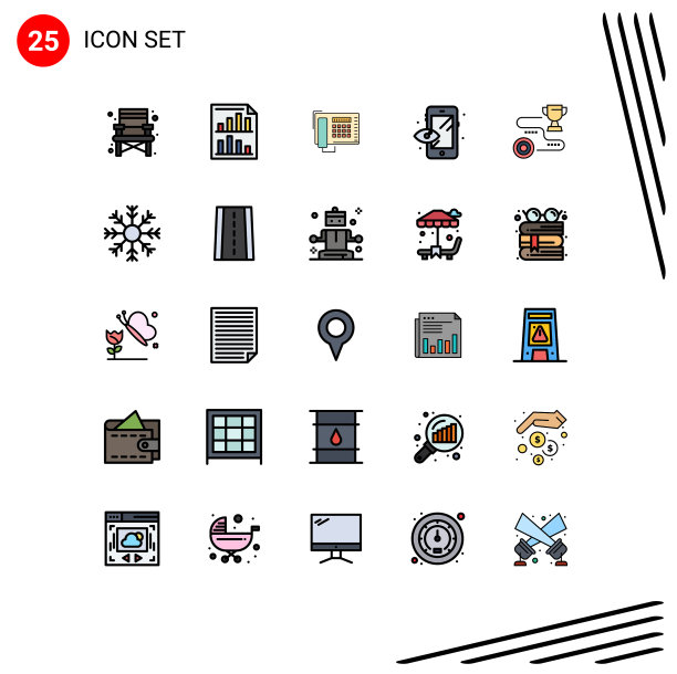 组25现代填充线平面颜色集图片下载