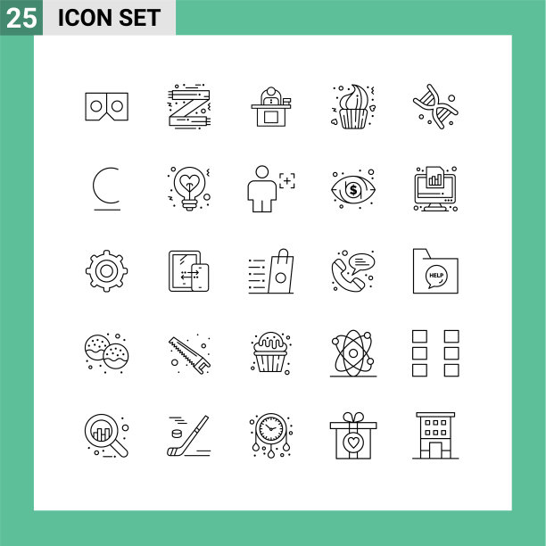 用户界面包25个基本线条杯图片下载