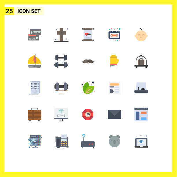 包25个创意平面颜色磁带音频图片下载