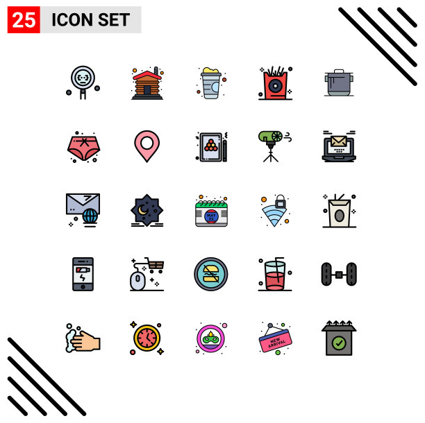 25主题填充线平面颜色和可编辑图片下载