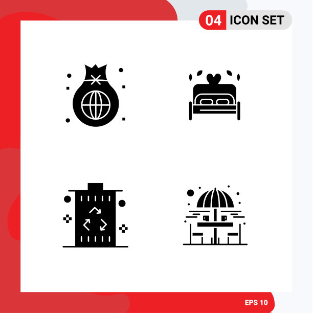 4个通用的固体符号设置为网络和移动图片下载