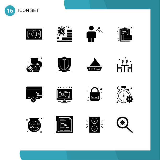 通用图标符号组16个现代立体图片下载