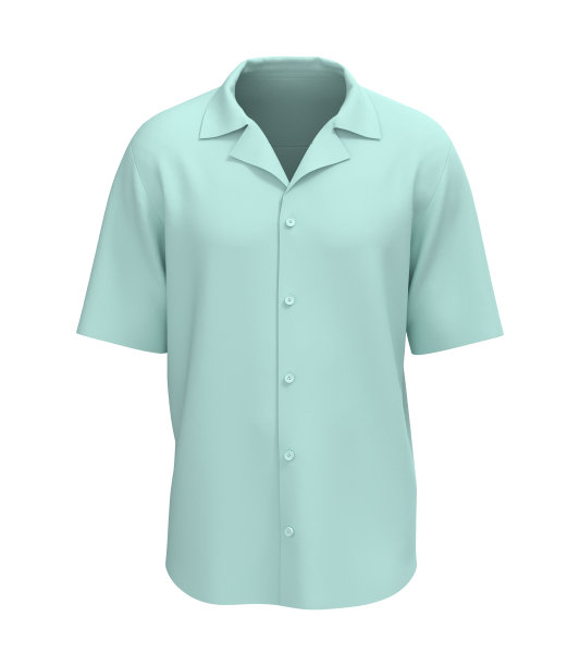 短袖露营衬衫模型在前视图。图片下载