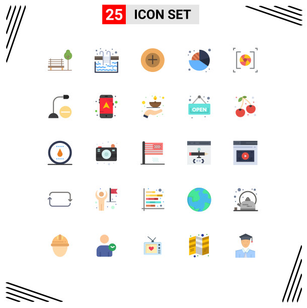 25个创意图标的现代符号和符号图片下载