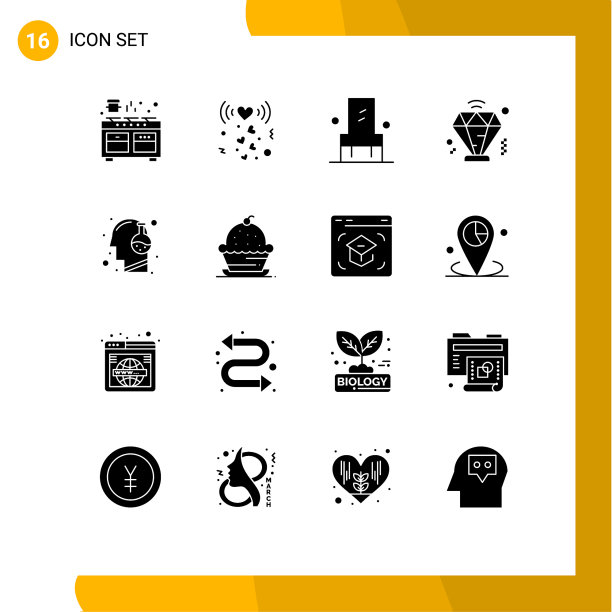 将16个实字形、符号和符号分组图片下载