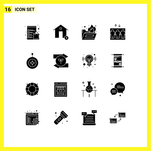 16个通用实心符号符号奖章图片下载