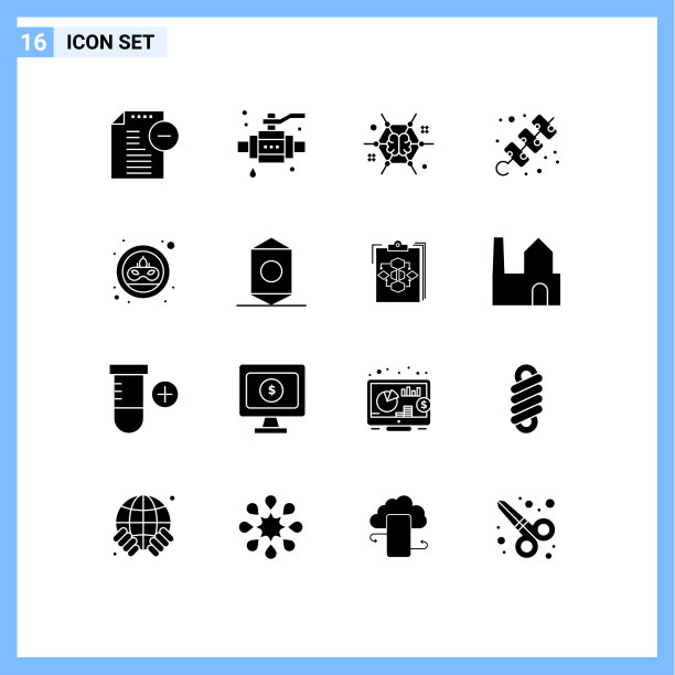 将16个实字形、符号和符号分组图片下载