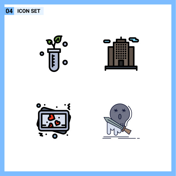 组4现代填充线平面颜色集图片下载