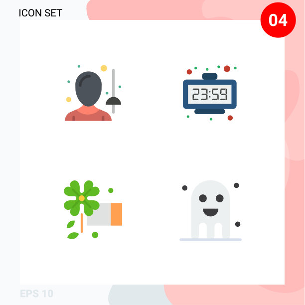 4组平面图标符号和符号图片下载