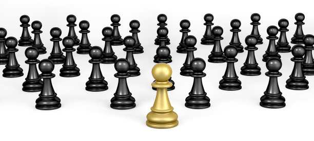 金色国际象棋兵商业领导力概念图片下载
