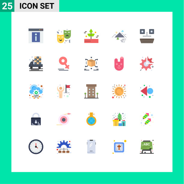 将25个单色标志和符号组合在一起图片下载
