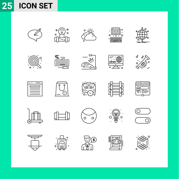设置25个现代UI图标符号标志图片下载