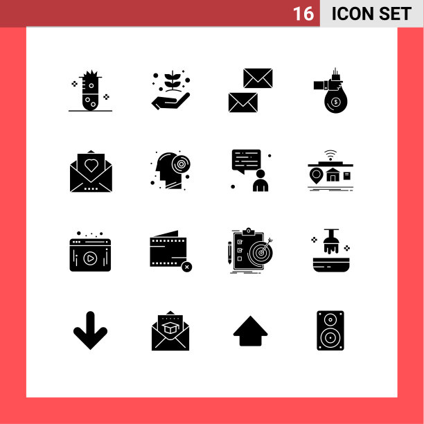 用户界面包16个基本固字形图片下载