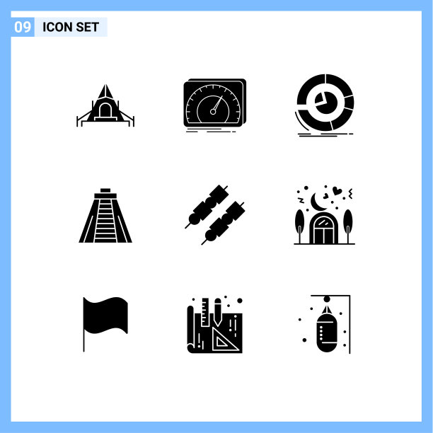 可编辑的线包9个简单的固体字形图片下载