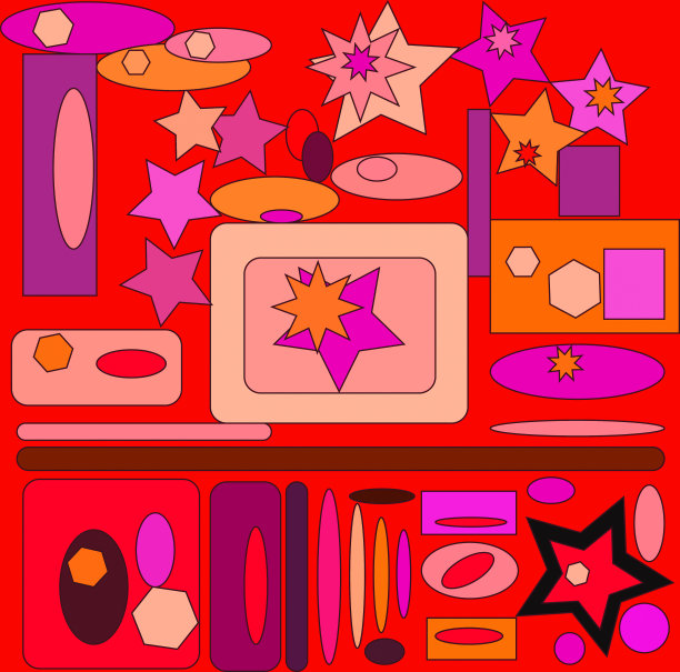 椭圆和星星无缝图案。图片下载