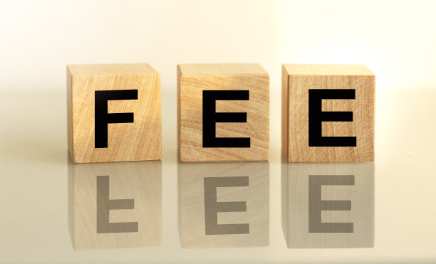 题词FEE在木质立方体上孤立在一个光线背景下，商业和金融的概念。图片下载