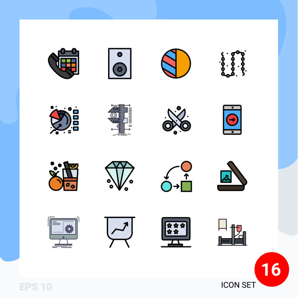 可编辑线包16简单的平面颜色填充图片下载