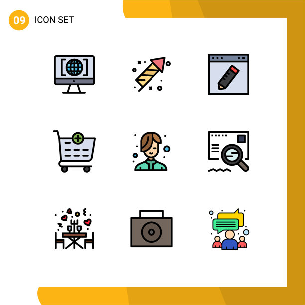 用户界面包9基本填充线平图片下载