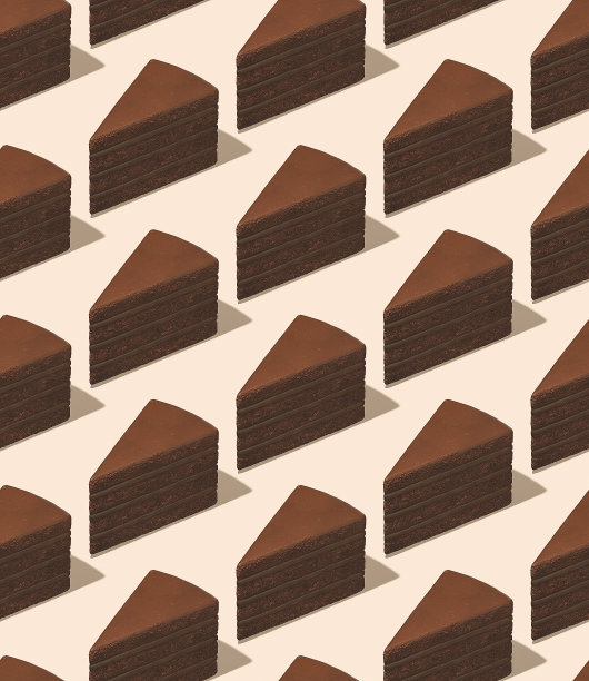 无缝等距3d渲染模式。巧克力蛋糕。可可情人。最小的设计。餐厅、酒吧、糖果店、食品配送理念图片下载