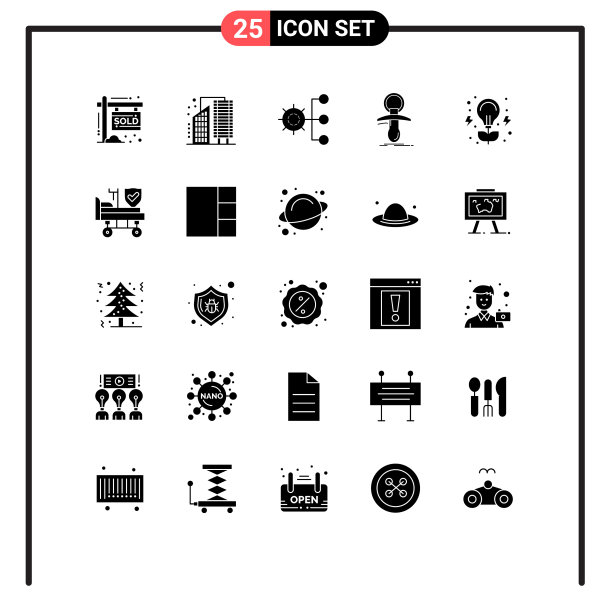 象形文字设置25个简单实心乳头字形图片下载