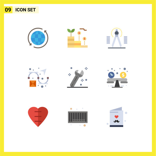 在网格上设置9种平面颜色图片下载